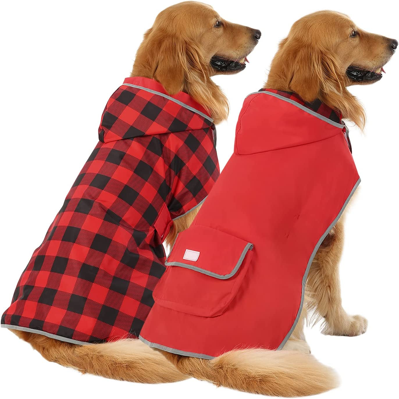 Reversible Dog Raincoat Hooded Slicker Poncho Rain Coat Jacket for Small Medium Large Dogs Camo Orange - L