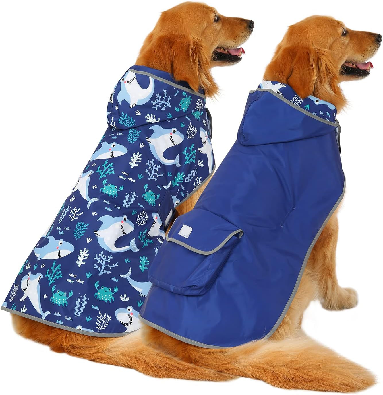 Reversible Dog Raincoat Hooded Slicker Poncho Rain Coat Jacket for Small Medium Large Dogs Camo Orange - L