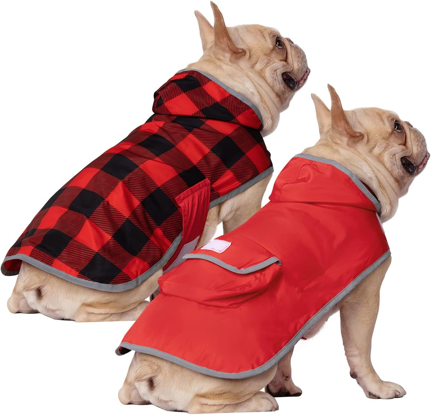 Reversible Dog Raincoat Hooded Slicker Poncho Rain Coat Jacket for Small Medium Large Dogs Camo Orange - L