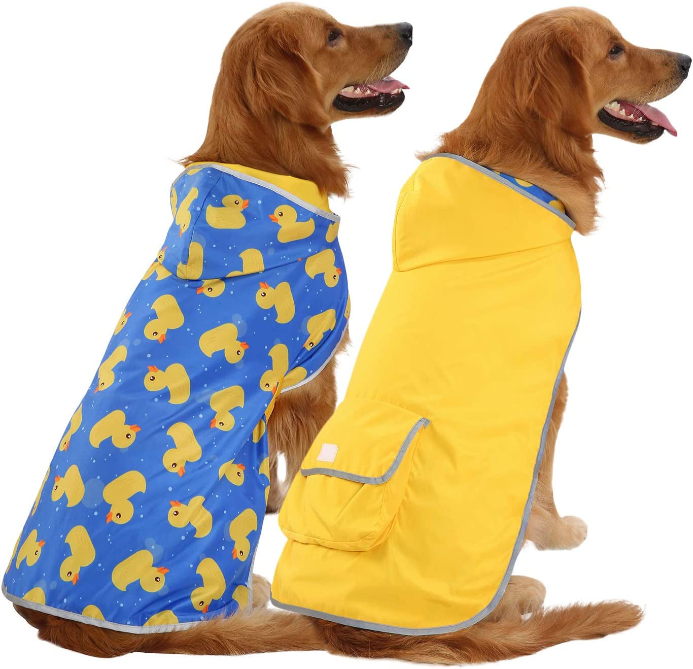Reversible Dog Raincoat Hooded Slicker Poncho Rain Coat Jacket for Small Medium Large Dogs Camo Orange - L