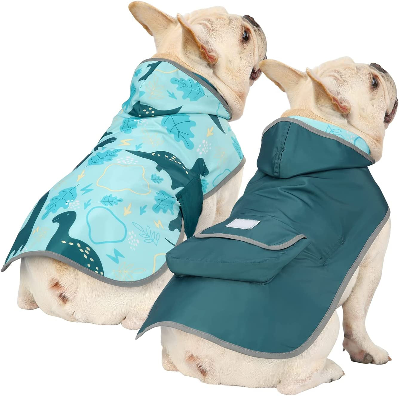 Reversible Dog Raincoat Hooded Slicker Poncho Rain Coat Jacket for Small Medium Large Dogs Camo Orange - L