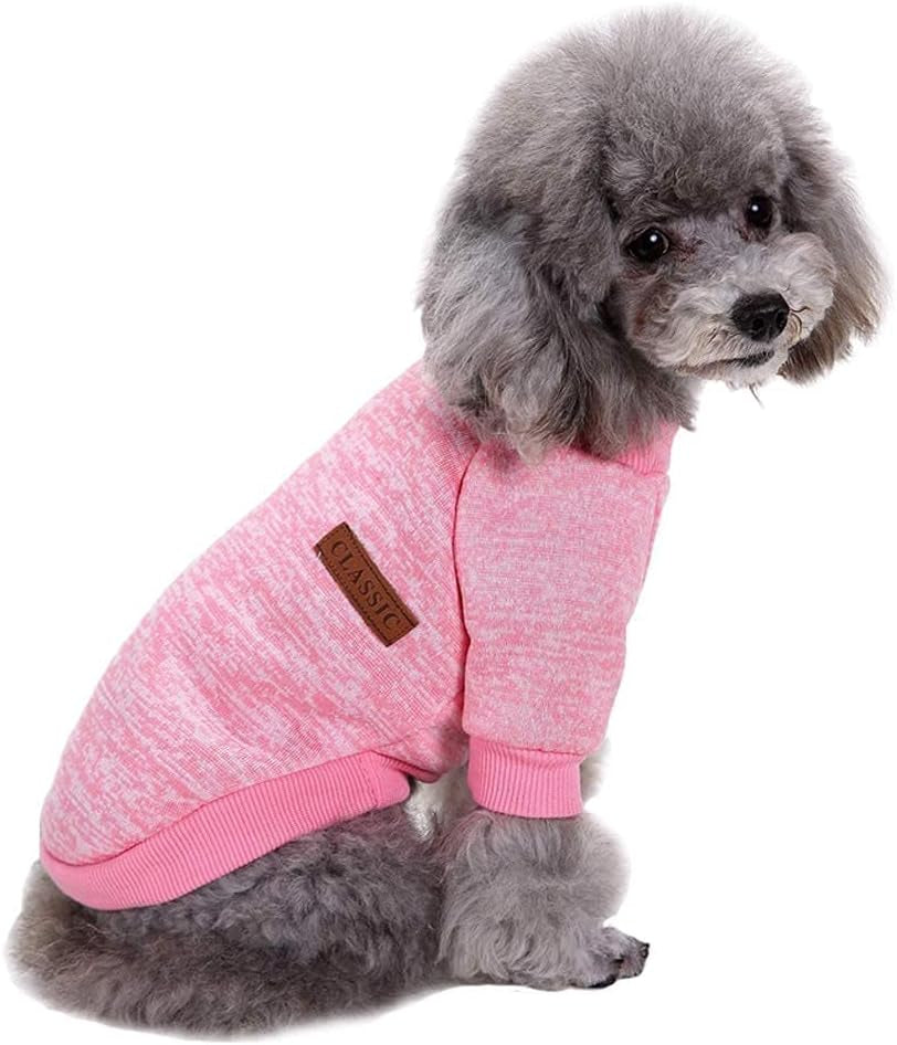 Dog Clothes Dogs Sweater Soft Puppies Clothing Winter Puppy Sweaters Warm Outfit for Dogs Small XXS XS Cat Apparel (Pink, XS)